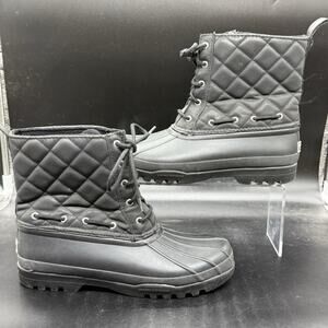 Sperry Top Sider Duck Boot womens size 10 Black Quilted Waterproof STS83693